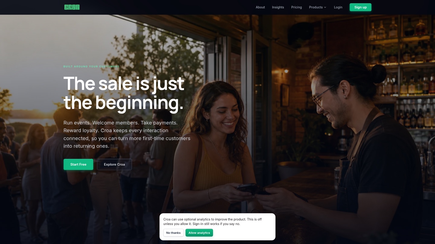 Homepage screenshot of Croacard